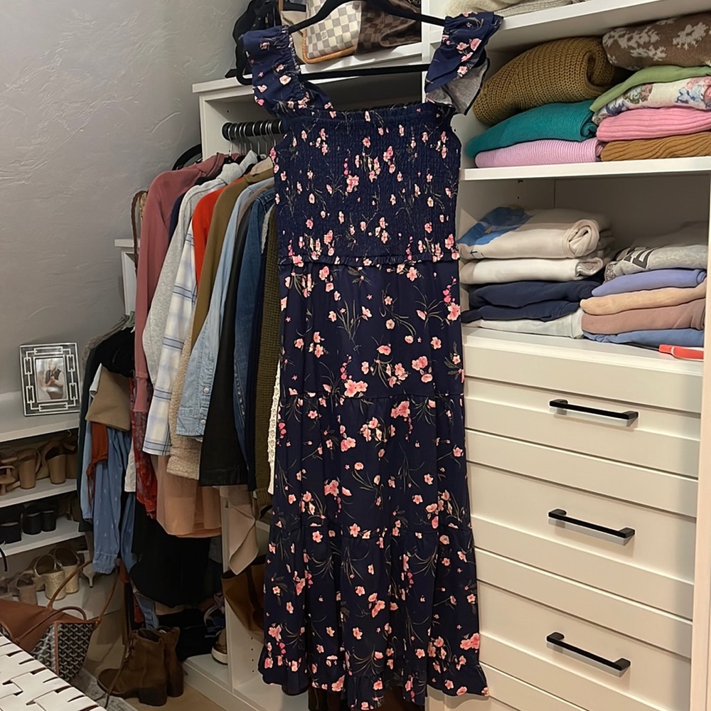 Linen Blend Midi Dress